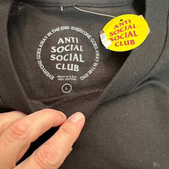 Anti Social Social Club Black Logo Tee Shirt Size Large NWT - Picture 3 of 3
